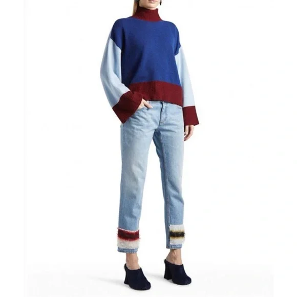 NWOT Marni Mohair Stripe Cropped Straight-Leg Denim Trousers size 4